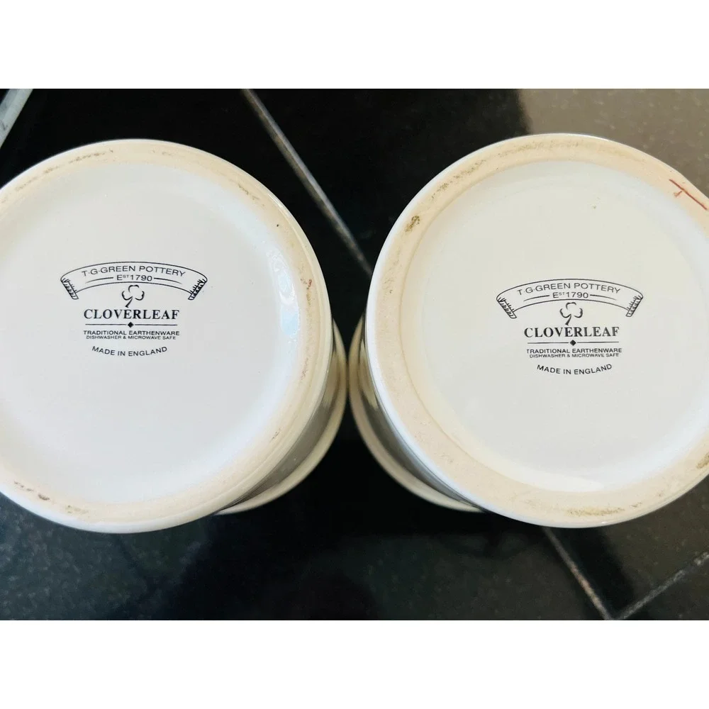 TG Green Pottery Cloverleaf Coffee & Sugar Storage Canister Jar Roses‎ England